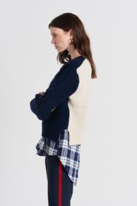 lestripeheysunshinecableknitinnavyfrontandcreambacksideviewonlinewithmaryandme