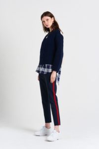 le stripe hey sunshine cable knit jumper in navy online at mary and me