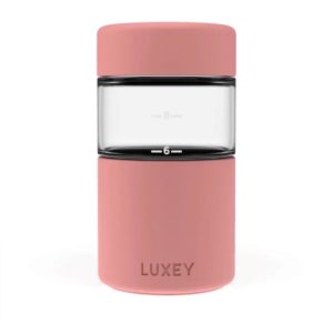 luxey travel glass reusable cup in coral red