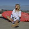 hammill and co love long sleeve tee on model sitting down