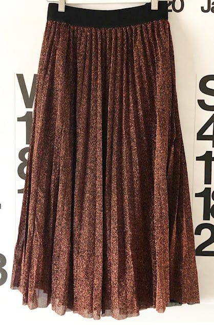 italian star bronze metallic pleat skirt