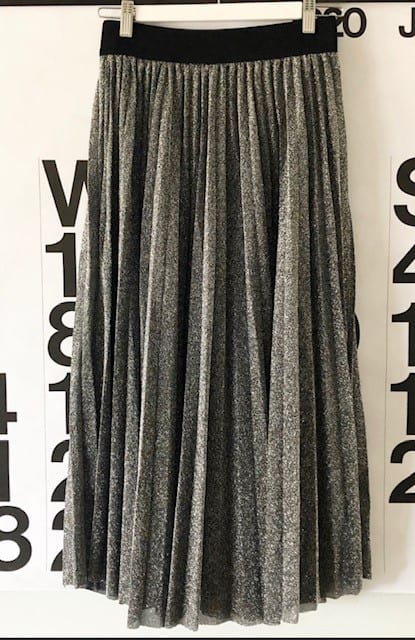 metallic silver star pleat skirt