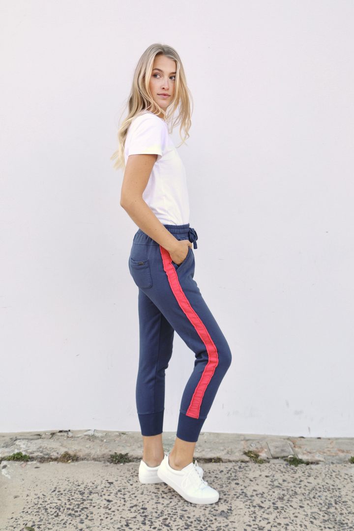 TRACK PANT FRAYED STRIPE OLD NAVY W RED Mary & Me