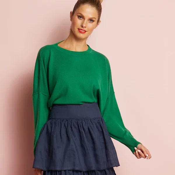 mary and me green round neck knit