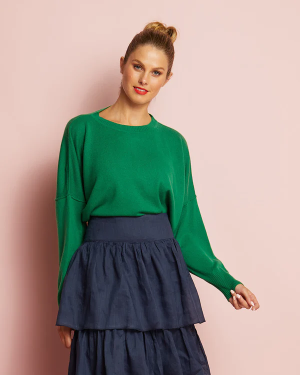mary and me green round neck knit