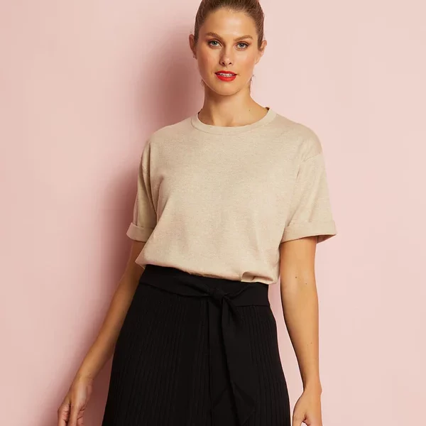 short sleeve knit top front view