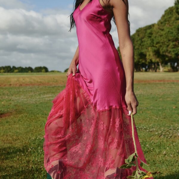 THE LACE MAXI DRESS | hot pink