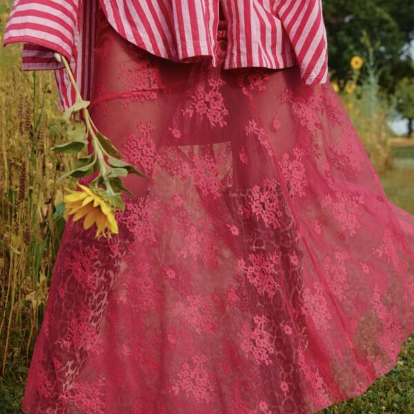 THE LACE MAXI SKIRT | hot pink