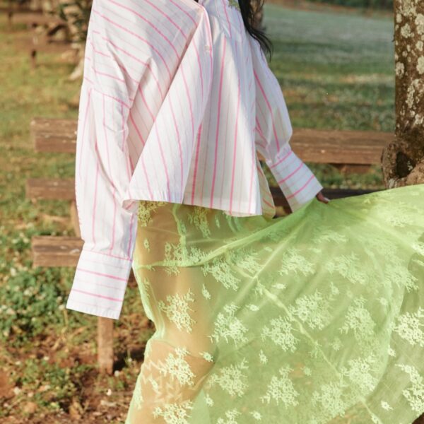 THE LACE MAXI SKIRT | chartreuse