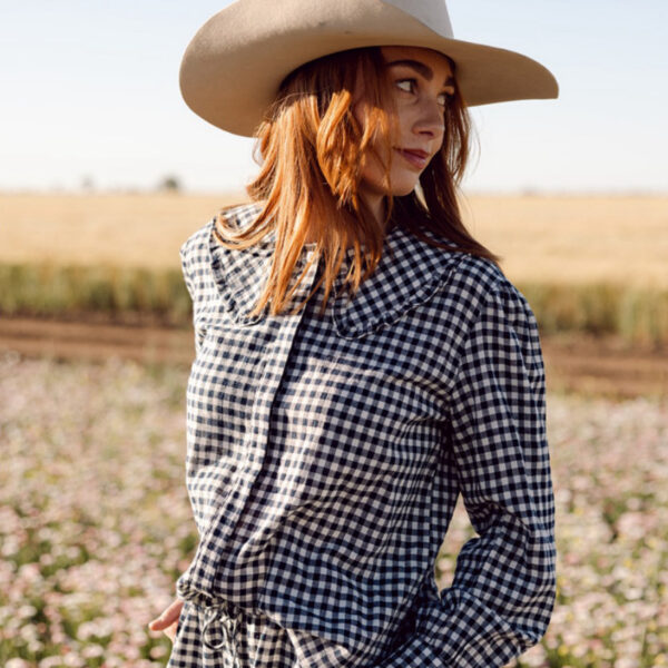 THE PETA SHIRT | navy & oat check