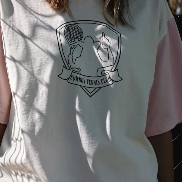 COWBOY TENNIS BOX TEE | white + pink