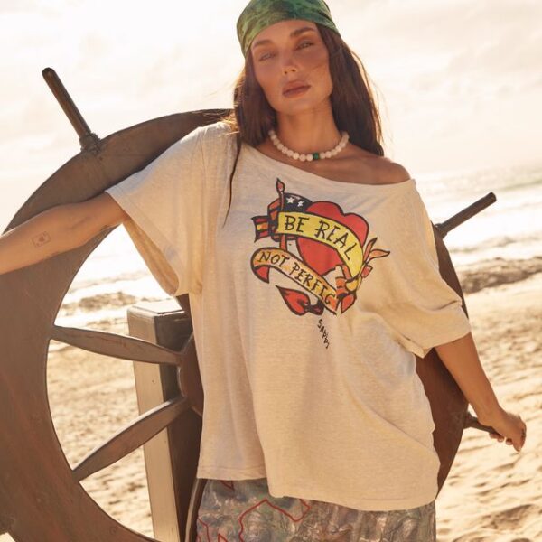 BAD TO THE BONE OFF THE SHOULDER TEE