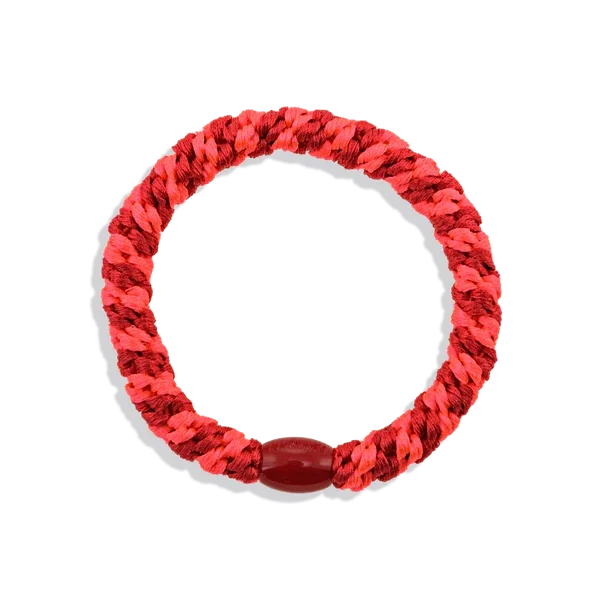 ORIGINAL HAIR TIES | red neon pink stripes