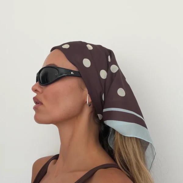 POLKA DOT HEAD SCARF | brown & blue