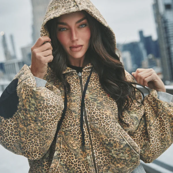 THE BE HAPPY PADDED BOMBER | leopard