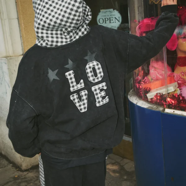 THE BE HAPPY HOODIE | gingham