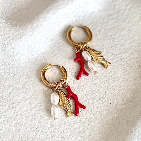 SICILLIAN CHARM HOOPS | red