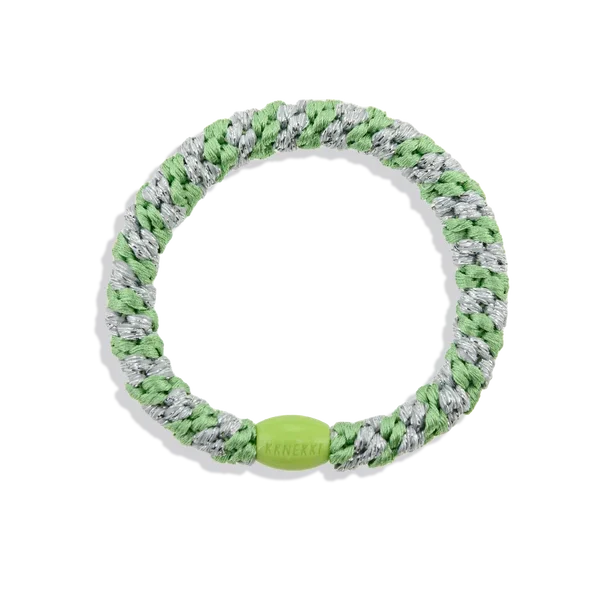 ORIGINAL HAIR TIES | lind green silver glitter stripe