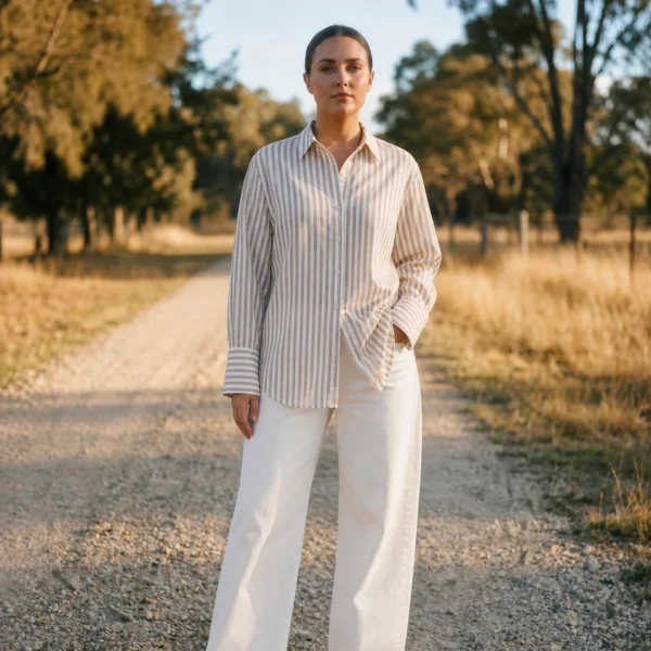 LUNAR SHIRT | beige stripe