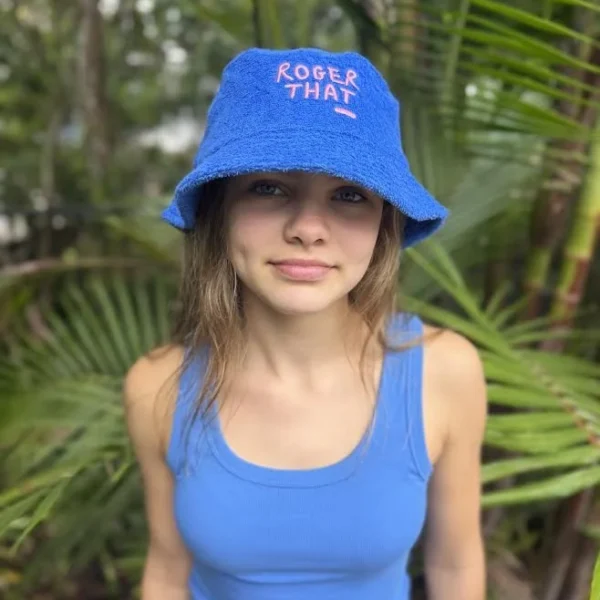 TERRY TOWELING BUCKET HAT | blue w pink