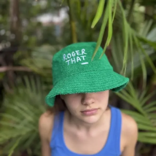 TERRY TOWELING BUCKET HAT | green w white