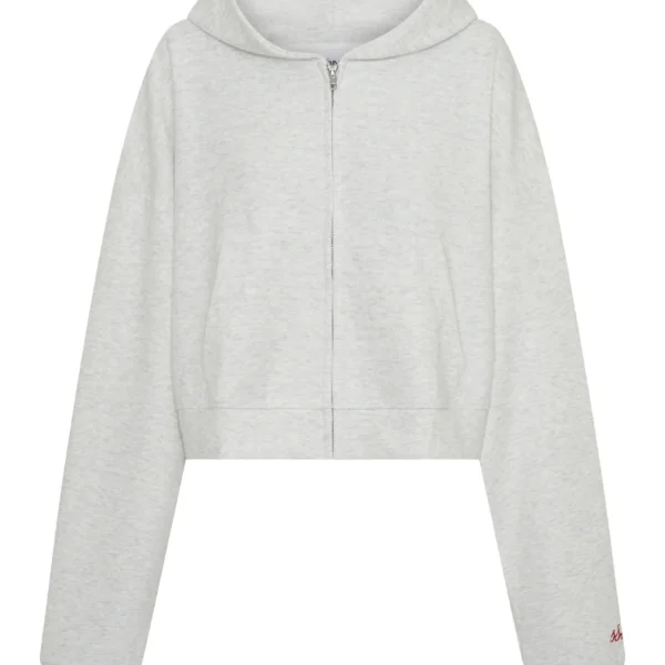 CROPPED HOODIE | grey/red