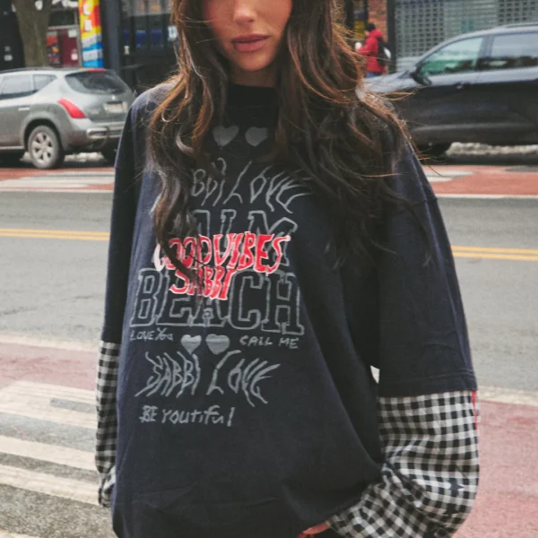 THE BE HAPPY L\S TEE | black