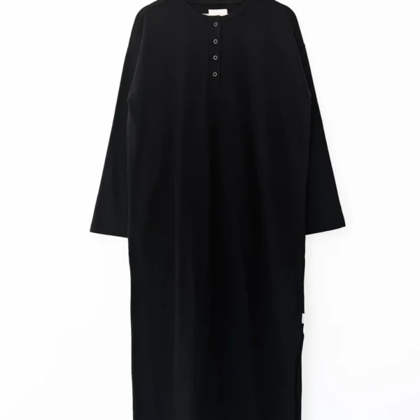 SOFT JERSEY HENLEY DRESS | black