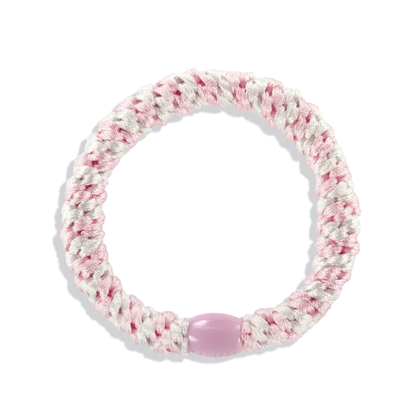 ORIGINAL HAIR TIES | light pink white stripe
