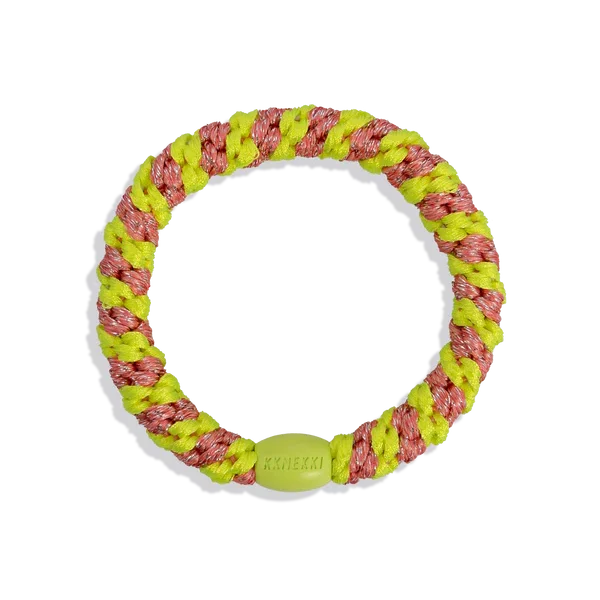 ORIGINAL HAIR TIES | stripe coral neon yellow
