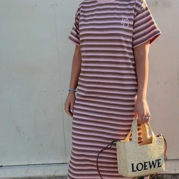 CLYDIE TEE SHIRT DRESS | pink & mocha