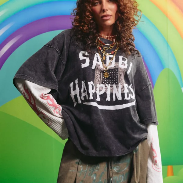THE HAPPINESS L/S WAFFLE TEE